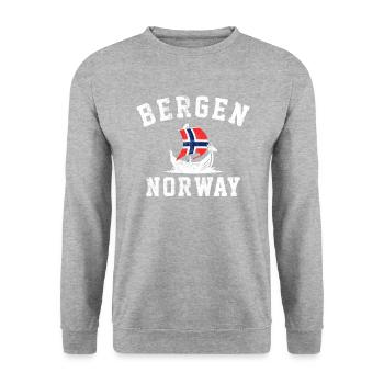 Bergen Norwegian flag, Norway - Unisex Pullover - Weißgrau meliert - Vorne - Alina (178cm) & Michal (187cm)