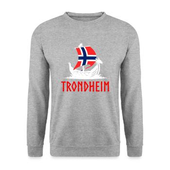 Trondheim Norwegian flag, Norway - Unisex Pullover - Weißgrau meliert - Vorne - Alina (178cm) & Michal (187cm)