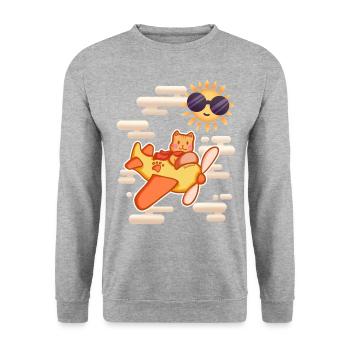 Pilote Cat Sky - Sweat-shirt Unisexe - gris chiné - Devant - Alina (178cm) & Michal (187cm)