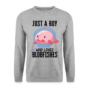 Boy of Blobfish Loves Fish Memes - Unisex Sweatshirt - salt & pepper - Front - Alina (178cm) & Michal (187cm)