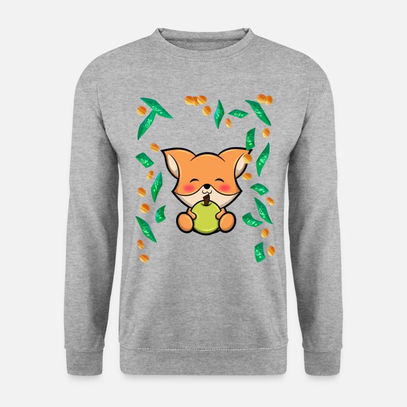 Fuchs Wald Tier Geldregen - Unisex Pullover - Weißgrau meliert