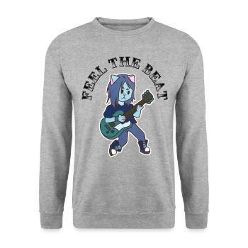 Cat plays guitar - Unisex Sweatshirt - salt & pepper - Front - Alina (178cm) & Michal (187cm)