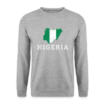 Nigerian flag map, nigeria - Unisex Pullover - Weißgrau meliert - Vorne - Alina (178cm) & Michal (187cm)