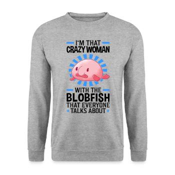 Crazy woman with the blobfish - Unisex Sweatshirt - salt & pepper - Front - Alina (178cm) & Michal (187cm)