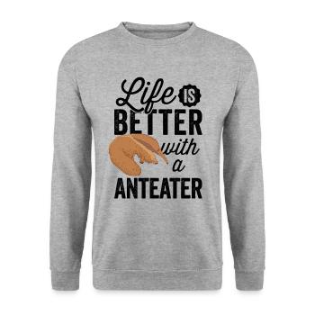 Ameisenbär alles besser mit Zwergameisenbär - Unisex Pullover - Weißgrau meliert - Vorne - Alina (178cm) & Michal (187cm)