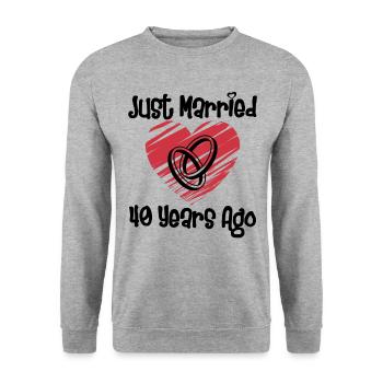 Je viens de me marier il y a 40 ans 40e anniversaire de mariage - Sweat-shirt Unisexe - gris chiné - Devant - Alina (178cm) & Michal (187cm)