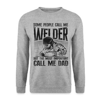 Welder Welding Dad Father Vintage - Unisex Sweatshirt - salt & pepper - Front - Alina (178cm) & Michal (187cm)