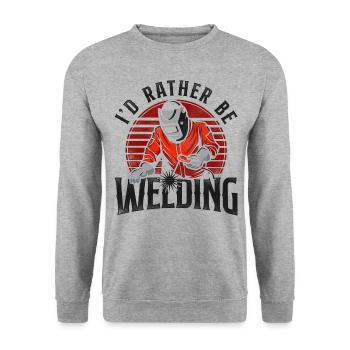 Welder Welding Vintage Retro I'd - Unisex Sweatshirt - salt & pepper - Front - Alina (178cm) & Michal (187cm)