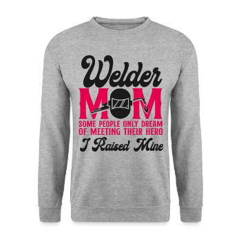 Welder Welding Mother Vintage - Unisex Pullover - Weißgrau meliert - Vorne - Alina (178cm) & Michal (187cm)