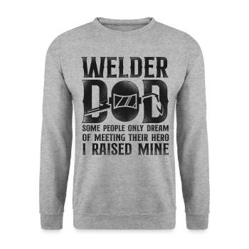 Welder Welding Father Vintage - Unisex Sweatshirt - salt & pepper - Front - Alina (178cm) & Michal (187cm)