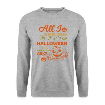 Ich möchte Halloween - Unisex Pullover - Weißgrau meliert - Vorne - Alina (178cm) & Michal (187cm)