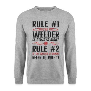 Soudage soudeur Vintage Règle #1 Le - Sweat-shirt Unisexe - gris chiné - Devant - Alina (178cm) & Michal (187cm)