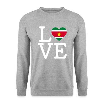 Suriname love, suriname - Unisex Pullover - Weißgrau meliert - Vorne - Alina (178cm) & Michal (187cm)