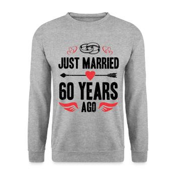Je viens de me marier il y a 60 ans 60e anniversaire de mariage - Sweat-shirt Unisexe - gris chiné - Devant - Alina (178cm) & Michal (187cm)