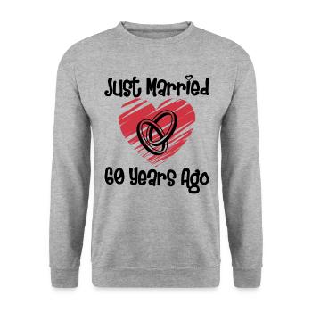 Je viens de me marier il y a 60 ans 60e anniversaire de mariage - Sweat-shirt Unisexe - gris chiné - Devant - Alina (178cm) & Michal (187cm)