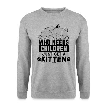 Cat kids dicton drôle - Sweat-shirt Unisexe - gris chiné - Devant - Alina (178cm) & Michal (187cm)
