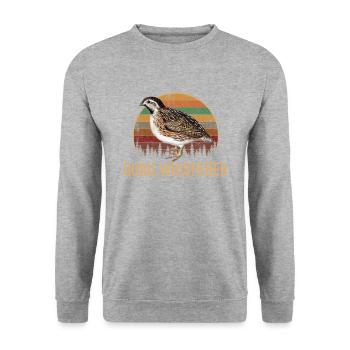 quail whisperer, quail - Unisex Pullover - Weißgrau meliert - Vorne - Alina (178cm) & Michal (187cm)
