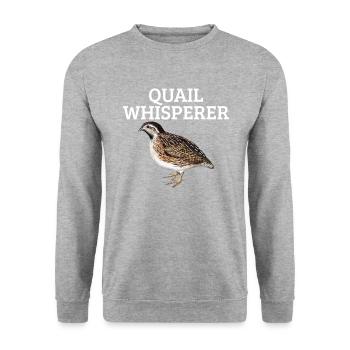 quail whisperer, quail - Unisex Pullover - Weißgrau meliert - Vorne - Alina (178cm) & Michal (187cm)