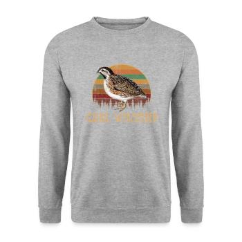 quail whisperer, quail - Unisex Pullover - Weißgrau meliert - Vorne - Alina (178cm) & Michal (187cm)