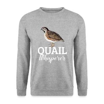 quail whisperer, quail - Unisex Pullover - Weißgrau meliert - Vorne - Alina (178cm) & Michal (187cm)