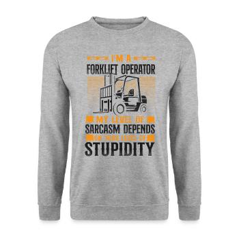 Certified Forklift Truck Operator - Unisex Sweatshirt - salt & pepper - Front - Alina (178cm) & Michal (187cm)