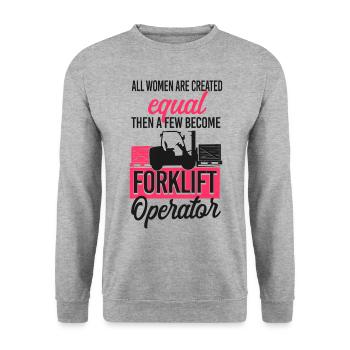 Certified Forklift Truck Operator - Unisex Sweatshirt - salt & pepper - Front - Alina (178cm) & Michal (187cm)