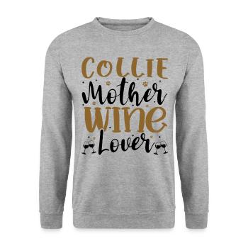 Wine Lover COLLIE Mother - Unisex Pullover - Weißgrau meliert - Vorne - Alina (178cm) & Michal (187cm)