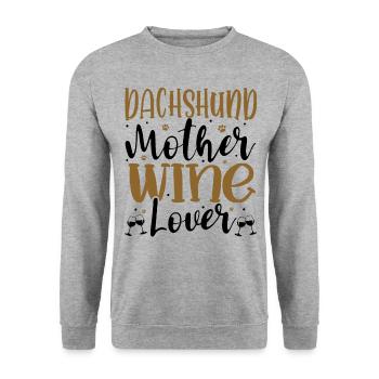 Wine Lover DACHSHUND Mother - Unisex Pullover - Weißgrau meliert - Vorne - Alina (178cm) & Michal (187cm)