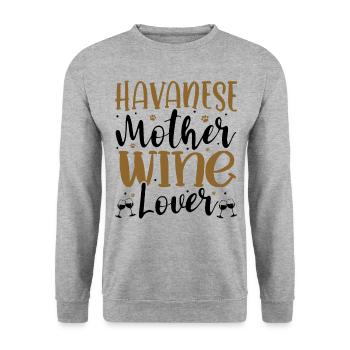 Wine Lover HAVANESE Mother - Unisex Pullover - Weißgrau meliert - Vorne - Alina (178cm) & Michal (187cm)