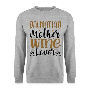 Wine Lover DALMATIAN Mother - Unisex Pullover - Weißgrau meliert - Vorne - Alina (178cm) & Michal (187cm)
