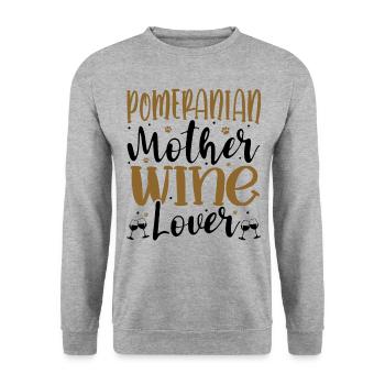 Wine Lover POMERANIAN Mother - Unisex Pullover - Weißgrau meliert - Vorne - Alina (178cm) & Michal (187cm)