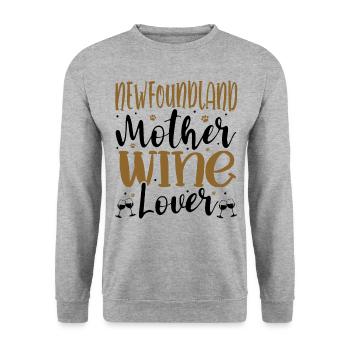 Wine Lover NEWFOUNDLAND Mother - Unisex Pullover - Weißgrau meliert - Vorne - Alina (178cm) & Michal (187cm)