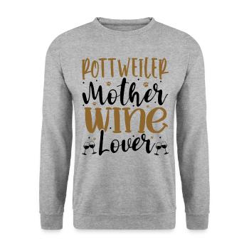 Wine Lover ROTTWEILER Mother - Unisex Pullover - Weißgrau meliert - Vorne - Alina (178cm) & Michal (187cm)