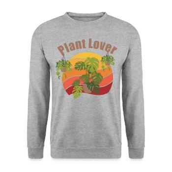 Green : Plant Lovers - Unisex Sweatshirt - salt & pepper - Front - Alina (178cm) & Michal (187cm)