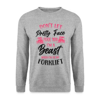 Certified Forklift Truck Operator - Unisex Sweatshirt - salt & pepper - Front - Alina (178cm) & Michal (187cm)