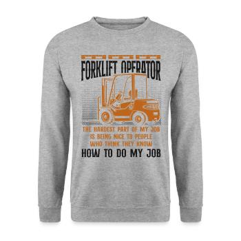 Certified Forklift Truck Operator - Unisex Pullover - Weißgrau meliert - Vorne - Alina (178cm) & Michal (187cm)