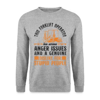 Certified Forklift Truck Operator - Unisex Pullover - Weißgrau meliert - Vorne - Alina (178cm) & Michal (187cm)