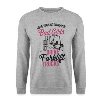 Certified Forklift Truck Operator - Unisex Pullover - Weißgrau meliert - Vorne - Alina (178cm) & Michal (187cm)