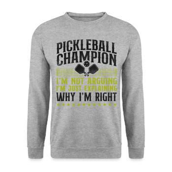 Pickleball Pickleball Champion I'm - Unisex Pullover - Weißgrau meliert - Vorne - Alina (178cm) & Michal (187cm)