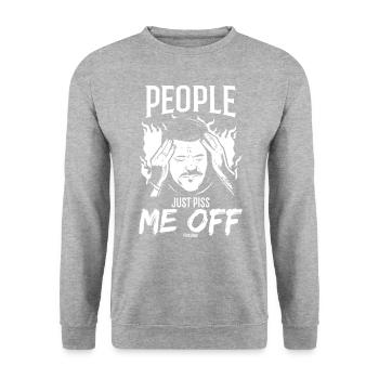 People Just Piss Me Off - Unisex Pullover - Weißgrau meliert - Vorne - Alina (178cm) & Michal (187cm)
