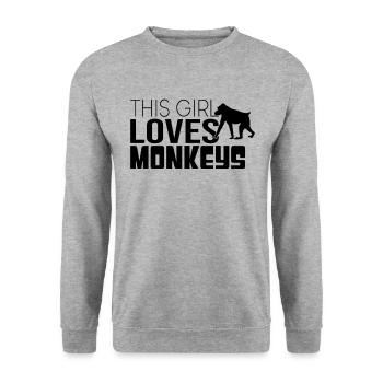 This girl loves monkeys - Unisex Sweatshirt - salt & pepper - Front - Alina (178cm) & Michal (187cm)