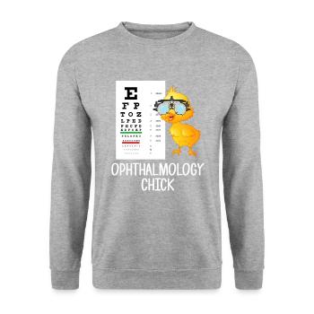 Ophthalmology chick, optician, Ophthalmology - Unisex Pullover - Weißgrau meliert - Vorne - Alina (178cm) & Michal (187cm)