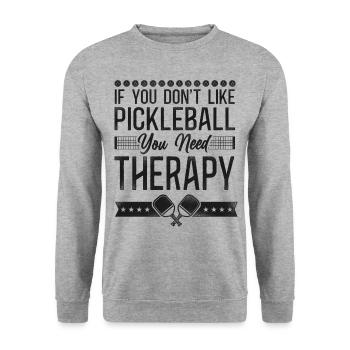 Pickleball If You Don't Like - Unisex Pullover - Weißgrau meliert - Vorne - Alina (178cm) & Michal (187cm)