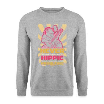 Frieden löst alle Probleme Hippie - Unisex Pullover - Weißgrau meliert - Vorne - Alina (178cm) & Michal (187cm)