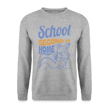 Die Schule ist meine zweite Heimat - Unisex Pullover - Weißgrau meliert - Vorne - Alina (178cm) & Michal (187cm)