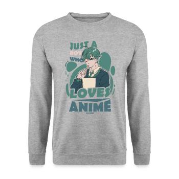 I Love Anime Japan Manga Cosplay Nerd Gift - Unisex Sweatshirt - salt & pepper - Front - Alina (178cm) & Michal (187cm)