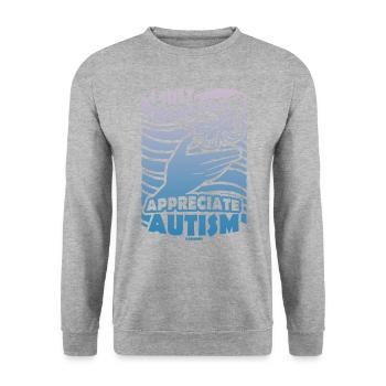 J’aime l’autisme - Sweat-shirt Unisexe - gris chiné - Devant - Alina (178cm) & Michal (187cm)