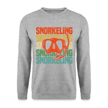 Retro Graphic Snorkeler Scuba Diver Diving Snorkel - Unisex Pullover - Weißgrau meliert - Vorne - Alina (178cm) & Michal (187cm)