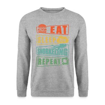 Eat Sleep Snorkel Repeat Scuba Diver Diving Snorke - Unisex Pullover - Weißgrau meliert - Vorne - Alina (178cm) & Michal (187cm)