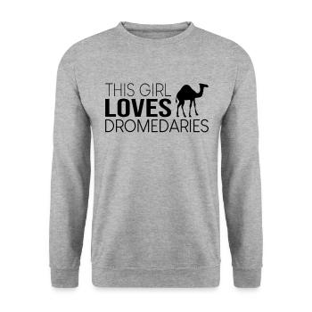 This girl loves dromedaries - Unisex Sweatshirt - salt & pepper - Front - Alina (178cm) & Michal (187cm)
